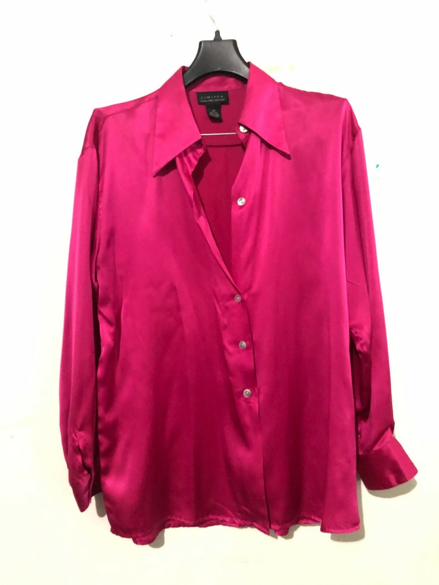 The Limited Size XS 100% Silk Fuchsia Pink Top Blouse Women