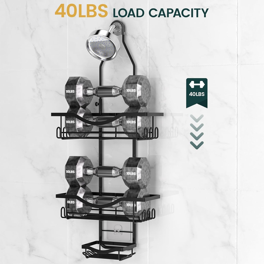 Adjustable Rustproof Extended Shower Caddy with Hanging Hook