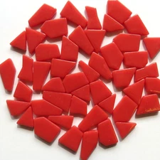 Watermelon Red Odd Cut Shaped Glass Mosaic Tile - 25 Tiles - Sizes 3/8 to 1 inch