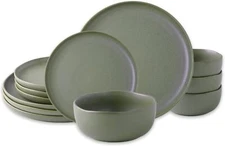 Stoneware Dinnerware Set, Ceramic Plate and Bowl Set, Oven Safe Dinnerware Set