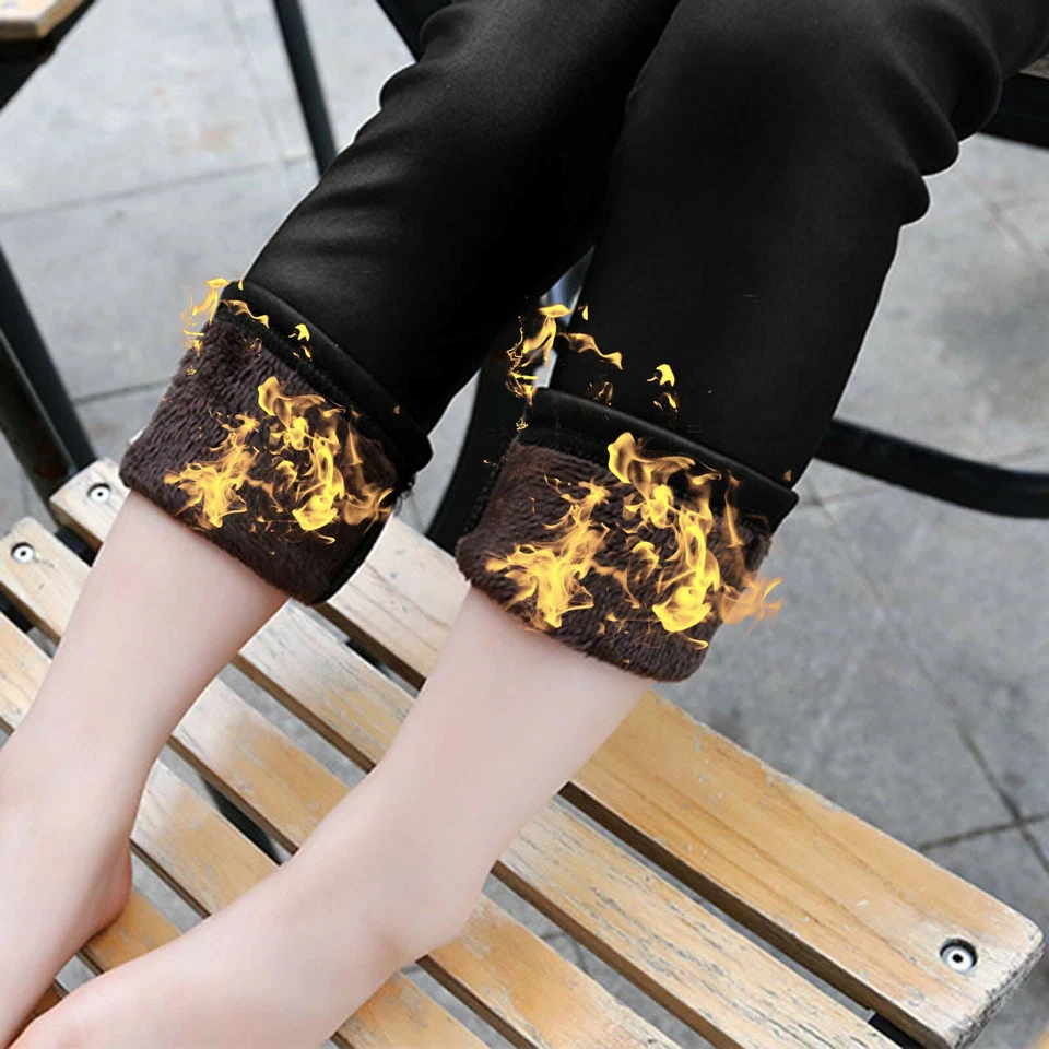 Niños Niños Bebés Niñas Cuero PU Leggings Pantalones Invierno Cálidos Pantalones Térmicos Foto 4 de 4