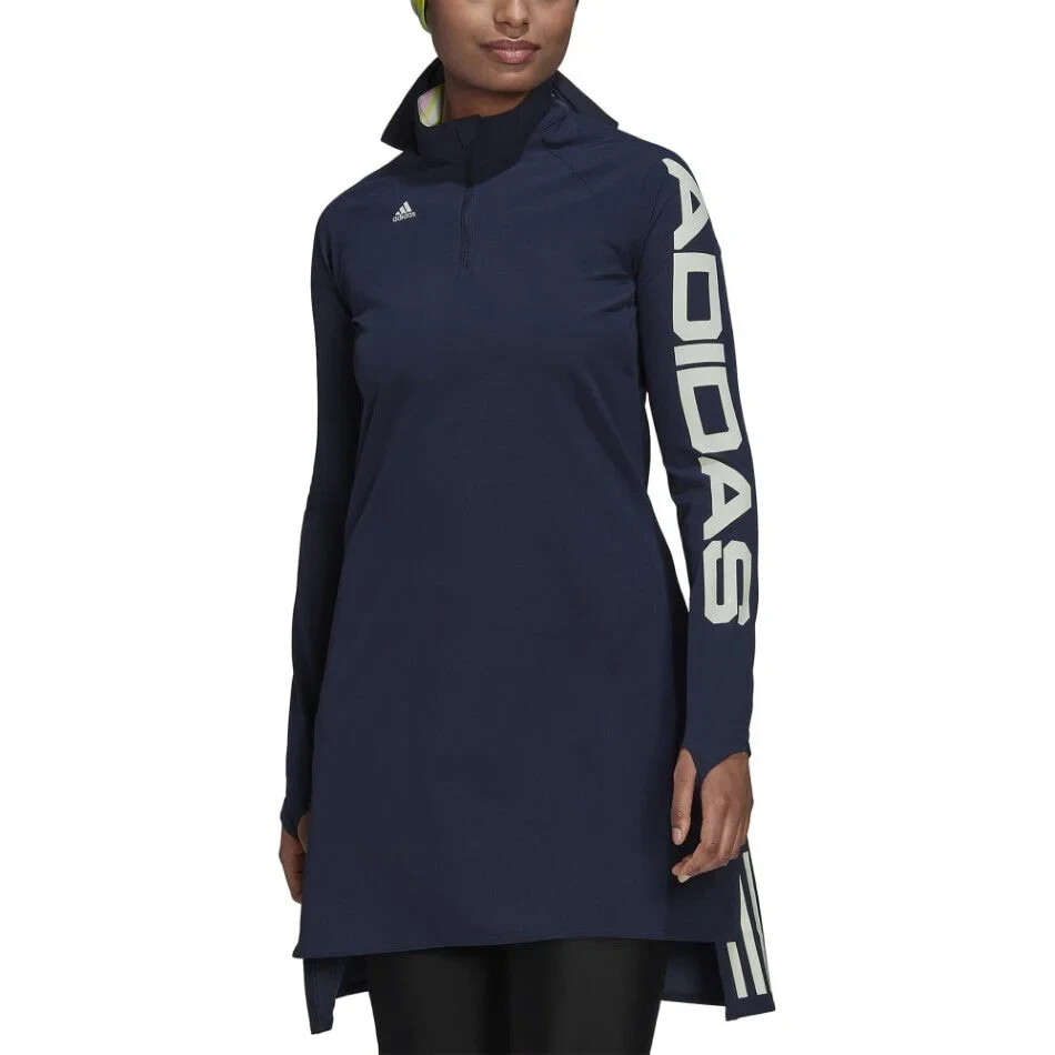 adidas Sportswear Fit Long Sleeves Training Dress Navy Blue Activewear Size  XL