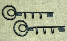 Two Key Hangers - Amish made black wrought iron - sturdy metal hook w/screws