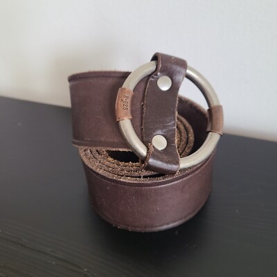 【カリフォルニア購入】Ruehl No.925 ヴィンテージ リアルレザーベルト Ruehl No 925 Vintage Mens Heavy Duty Western Brown Thick