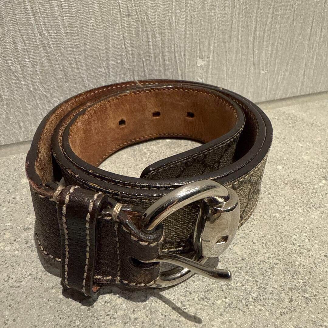 GUCCI Belt 81-87cm Men's Stylish Brown Silver Fashion From GUCCI Belt 81-87cm Men's Stylish Brown Silver Fashion From