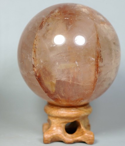 Natural RED FIRE QUARTZ Hematoid Crystal PHANTOM MULTI - INCLUSIONS Sphere Stand - Picture 4 of 9