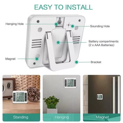 Wireless Digital Refrigerator Freezer Thermometer Temp Alarm 2 Sensor In/Outdoor - Picture 5 of 12