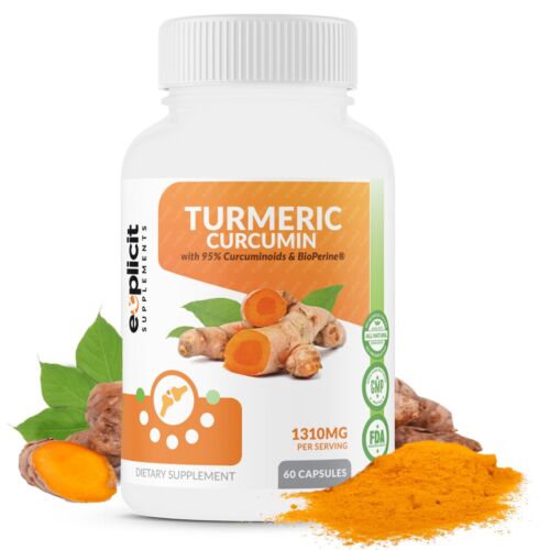 Natural Turmeric Curcumin Supplement (95%) 1300mg - Anti-Inflammatory - 60ct - Picture 1 of 8