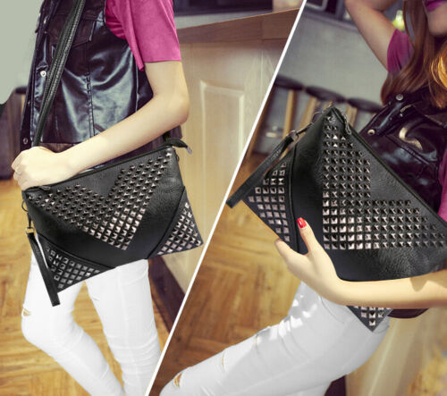 Black Stud Rivet Women Shoulder Bag - Picture 2 of 12