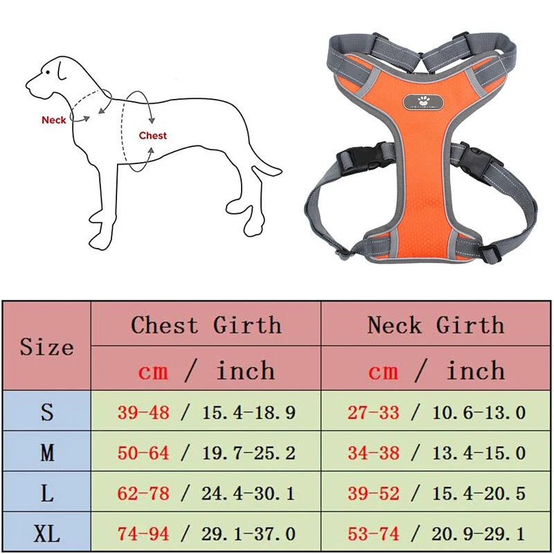 Dog Harness Vest Breathable Dog Training Reflective Nylon Pet Chest Strap New US