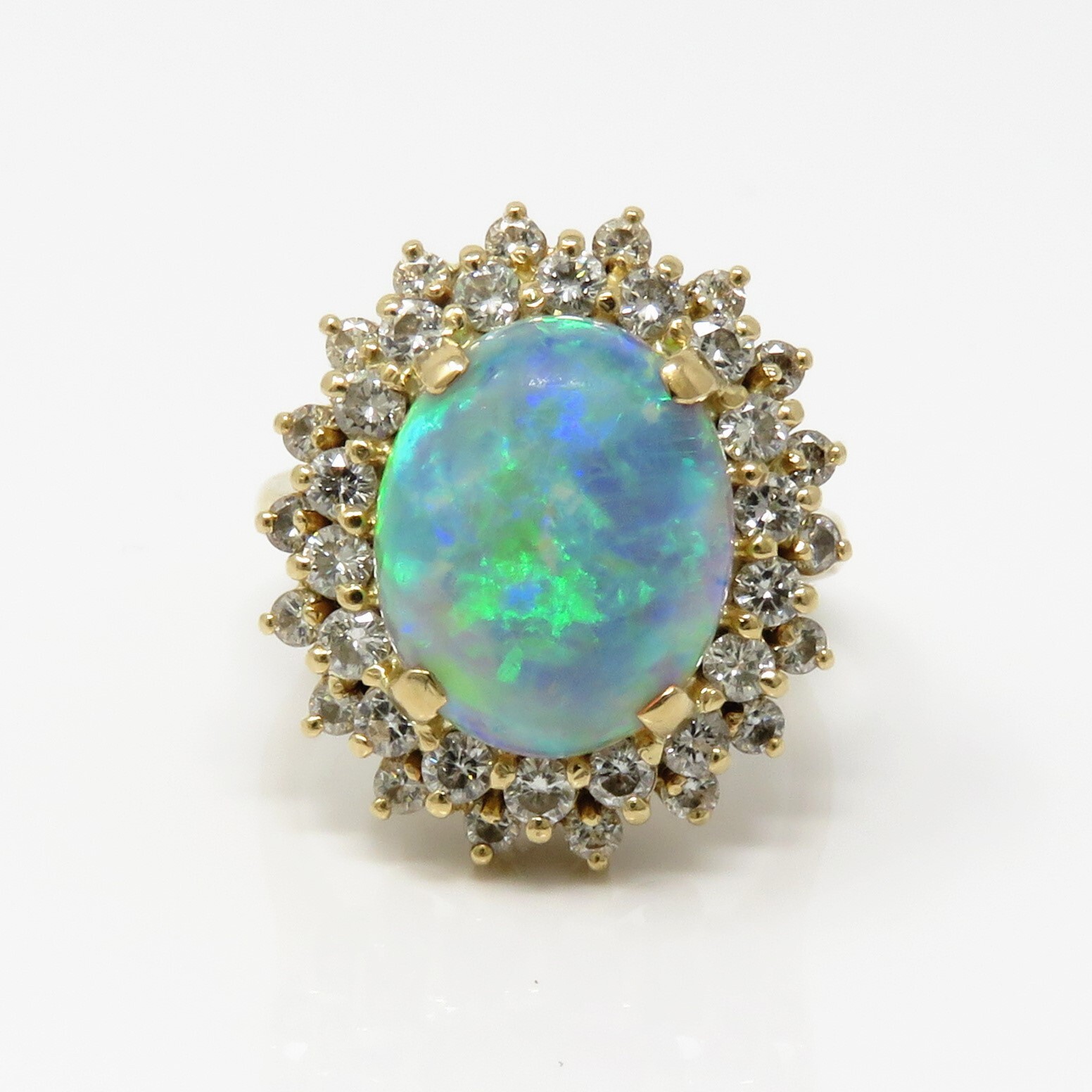 NYJEWEL 14k Yellow Gold Opal & 36 Diamonds Ring - image 1