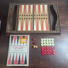 vintage backgammon tabletop game board bakelite ? book dice view photos MCM