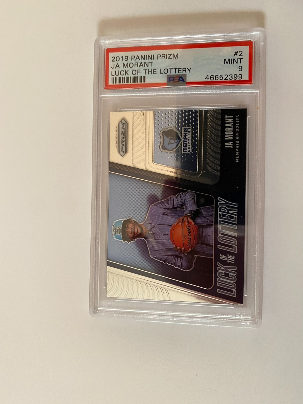 2019-20 Prizm Ja Morant Luck Of The Lottery Fast Break Prizm Rookie RC #2 PSA 9