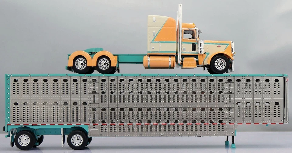 DCP 1/64 Peach Teal Cream Peterbilt 389 Wilson Livestock 60-1911 Farm Toy - Image 2 of 4