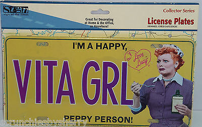 I LOVE LUCY VITA GIRL I'M A PEPPY PERSON USA MADE LICENSE PLATE
