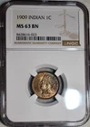 NGC MS-63 BN 1909 Indian Head Cent, Richly Hued, Wood-Grain Toned specimen.