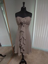 WTOO WattersnWatters #919 Bridesmaid Strapless Dress in Stone Size 10 Chiffon
