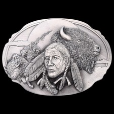Buffalo  Indian Vintage Belt Buckle by Arroyo Grande Buckle Co 1990 