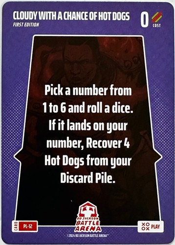 2024 Bo Jackson Battle Arena Play Card #PL-12 Cloudy with a Chance of Hot Dogs