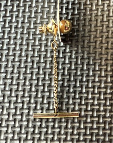 Vintage Necktie Gold Ball Tie Tack Lapel Pin With Chain Suit Formal Business - Picture 16 of 18