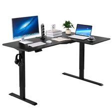 Uimoso L Shaped Desk Electric Adjustable Height Corner Gaming Desk with 2 Hooks