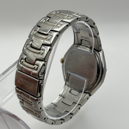 Seiko Watch Men 37mm Gray Dial Two Tone Date Round 7N42-0BD0 NEW BATTERY 6.75" - Picture 6 of 11