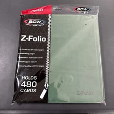 BCW Z-Folio 12-Pocket ZIPPER Album Green 480 Trading Card Binder Portfolio