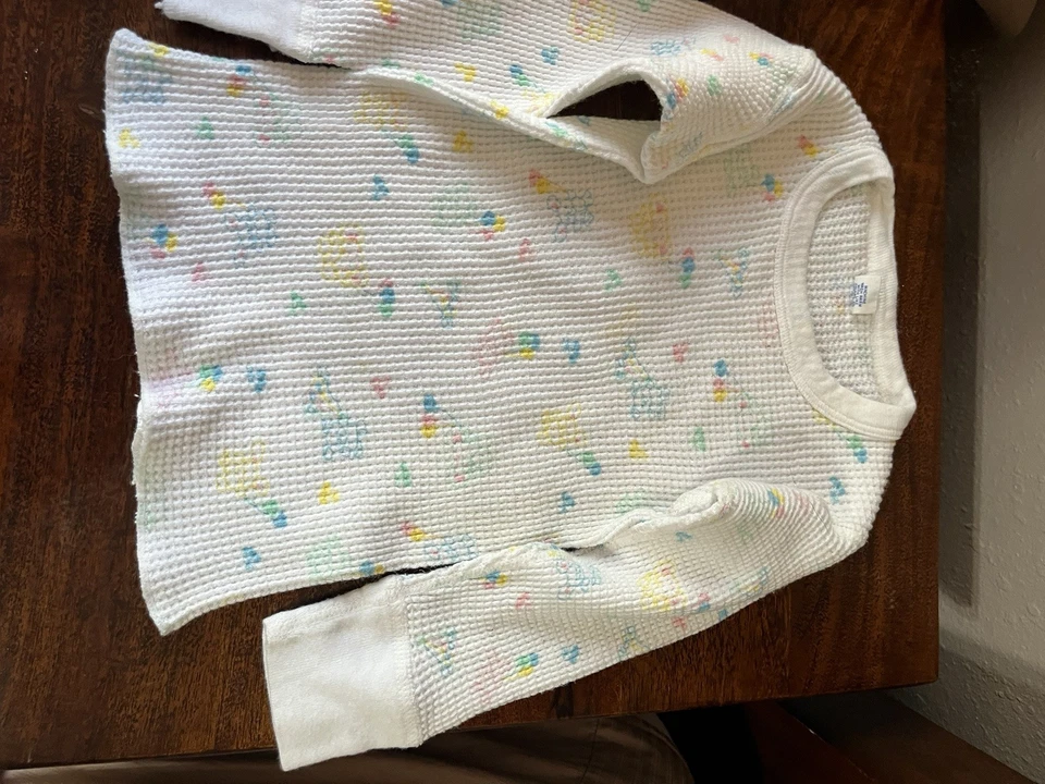 Vtg 90s Thermal Waffle Knit Long Sleeve Base Layer Shirt Pants Size 3T 2 Sets - Image 2 of 4