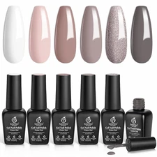 Beetles Neutral Gel Nail Polish – 6 Colors Winter Soak off UV LED Nail Gel Kit, 