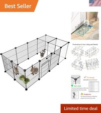 Pet Playpen,Small Animals Cage DIY Wire Portable Yard Fence with Door for Ind...