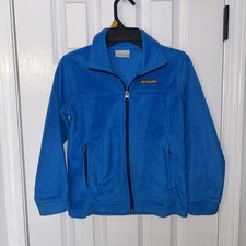 Columbia Fleece Jacket Youth Size S 8 Blue Full Zip W/ Zip Pockets