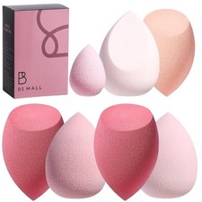 Makeup Sponge Set BS-MALL with Storage Case 7 Pcs for Liquid, Cream, A-Pink