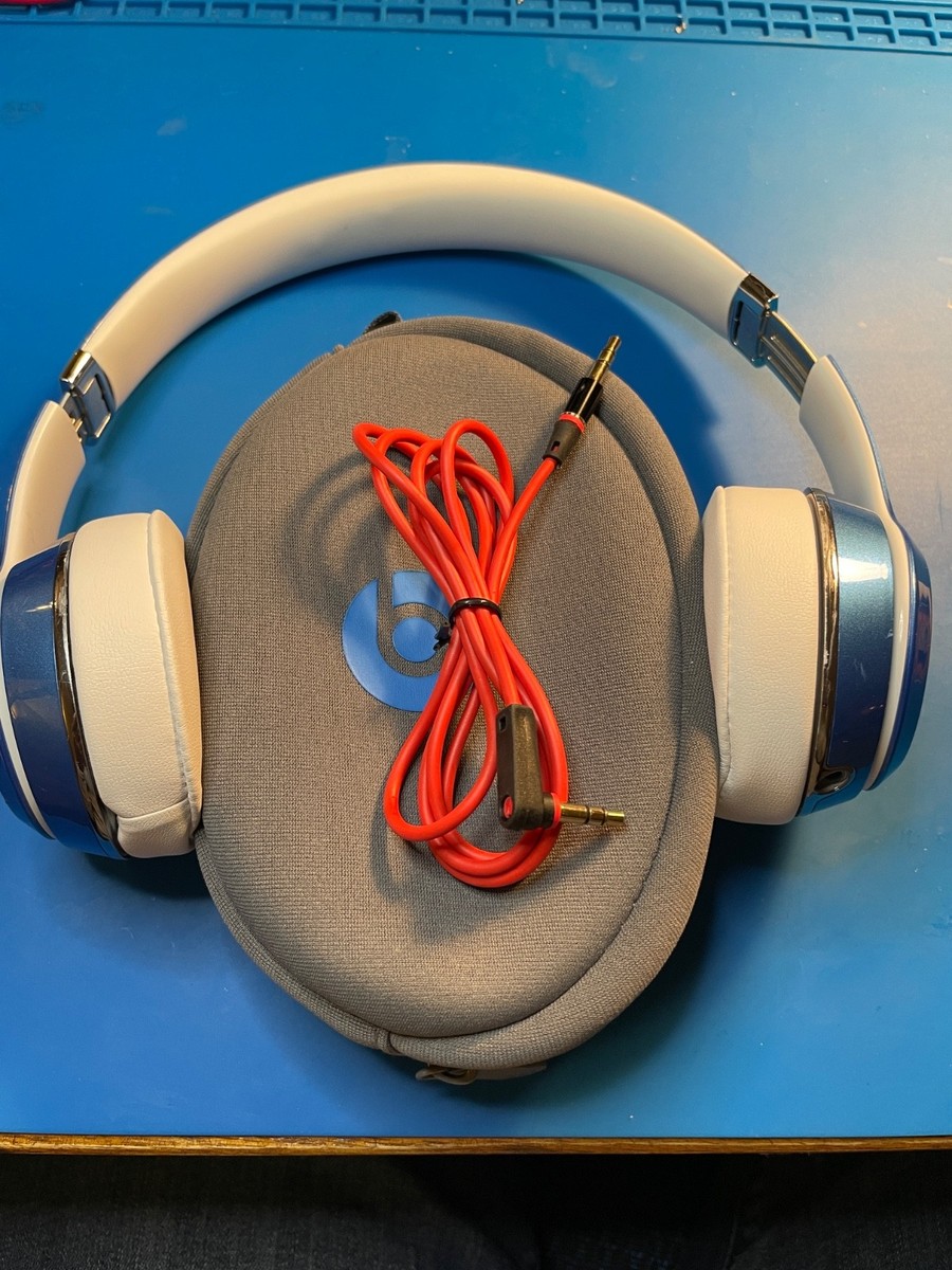 Beats Solo Wired On-Ear Headphones, Blue/White, Tested - Working