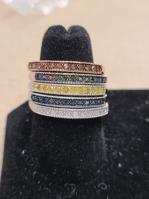 D'Joy Multi Diamond Set of 5 Ring in 18K Vermeil RG and Rhodium Over 925