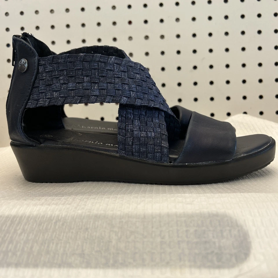 Сандалии BERNIE MEV темно-синие низкие на танкетке тканые с крестовым ремешком размер 38 - Изображение 3 из 4