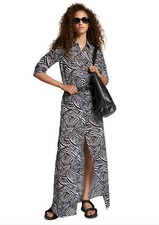 Michael Michael Kors Women's Zebra-Print Belted Maxi Dress Black Sz Medium $295