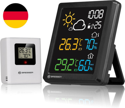 Bresser Meteocast Pico Farbwetterstation - Thermo-Hygro-Außensensor, Max./Min.-W