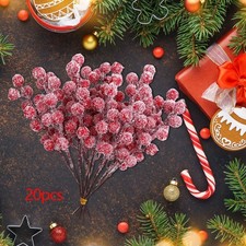 20Pcs Artificial Red Berry Stems Fake Red Berries for Wedding Ornaments Home