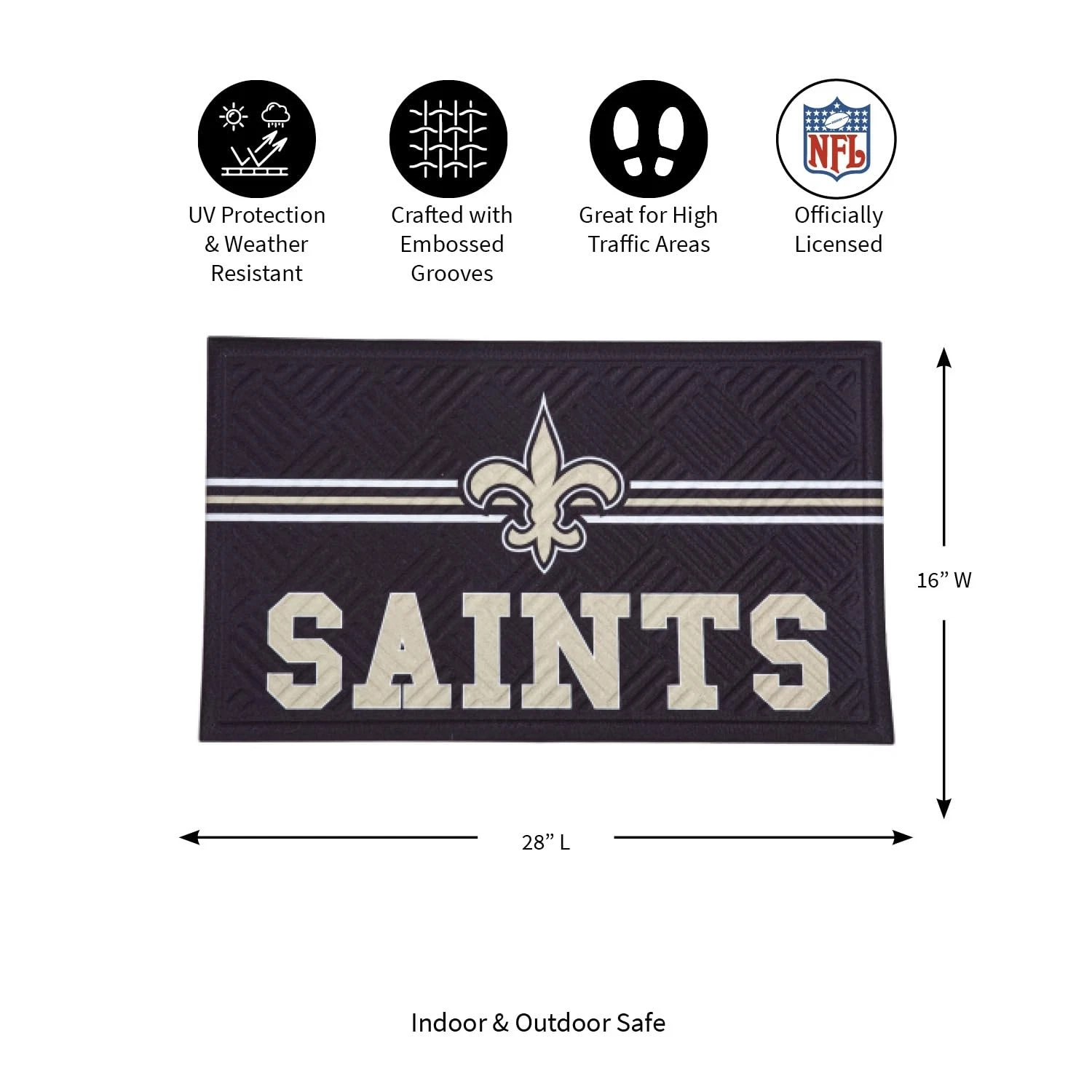 football Entrance Doormat | 28 x 16 Inches | Embossed Cross Hatch | Non - Slip Bac...
