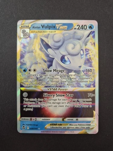 Alolan Vulpix VSTAR 034/195 Silver Tempest Holo Ultra Rare Card Pokémon TCG