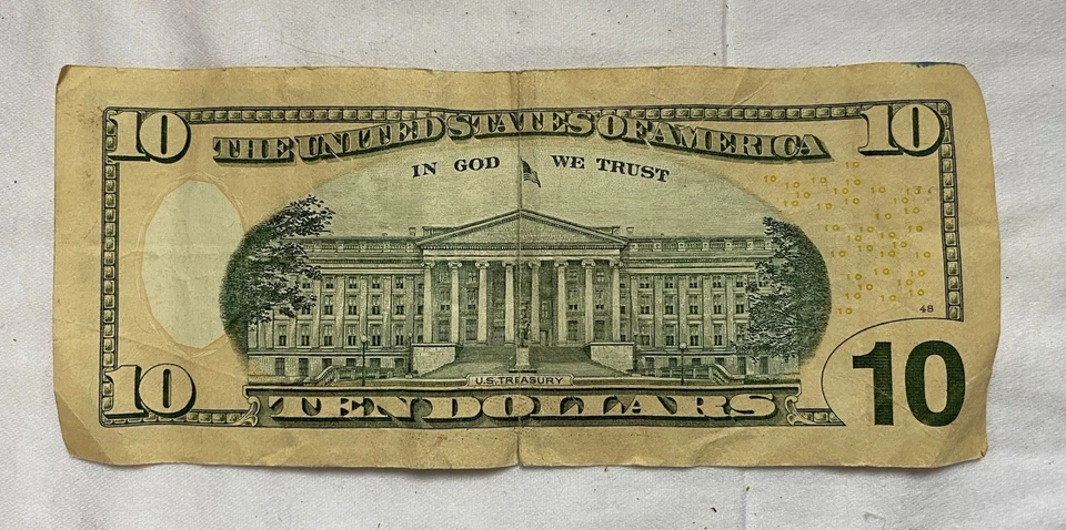 2013 SUPER! fancy binary $10 US bill paper money - 44444434 serial number - Image 3 of 4