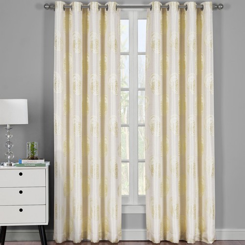 2PC Lafayette Window Grommet Panels Jacquard Textured Modern Chic Curtain Set - Picture 9 of 10