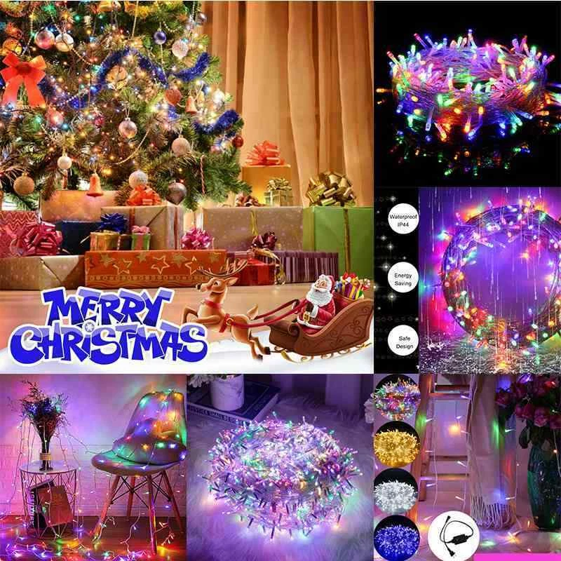 Plug Indoor Lights Outdoor LED Christmas 100 10 Lamps Party Fairy String M Xmas - Image 2 of 4