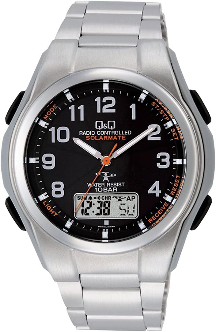 CITIZEN Q&Q MD02-205 Radio Controlled SOLARMATE Black Dial