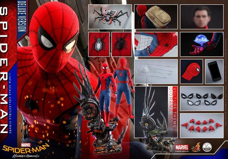 ホットトイズ QS015b スパイダーマン（デラックス版ボーナス付き1/4 Hot toys QS015B Spiderman Homecoming 1/4 (Deluxe Exclusive