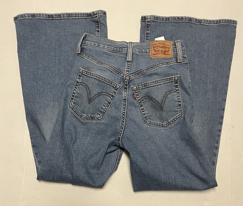 Levi's Ribcage Bell Flare Jeans Women's Sz 26 L29 Medium Wash Denim Distressed - Picture 9 of 15