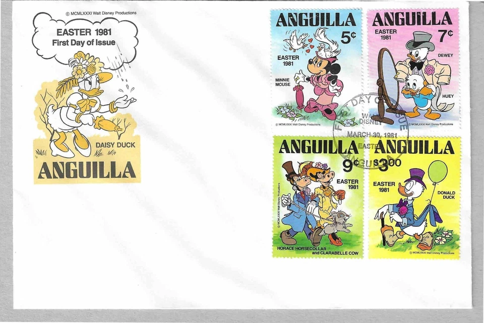Anguilla Disney FDC Easter 1981 Daisy Duck Set 2 Covers -  DI 5399 - Image 2 of 2
