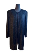 Mark & John by Gopal Silk Black Sheer Evening Jacket Duster Beaded Cocktail XL