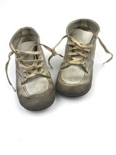 Vintage Baby Shoes Dr. Posner 1950's Worn White High Tops with Original Laces