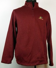 Mossy Oak Dark Red Quarter-Zip Pullover Sweater Fleece Sweatshirt Men's L